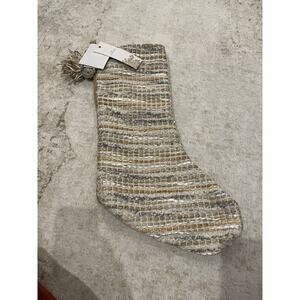 NWT Shabby Chic‎ Gold Beige 22” Tweed Christmas Stocking Tassel